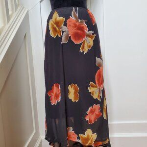 Sheer  floral long flowy skirt